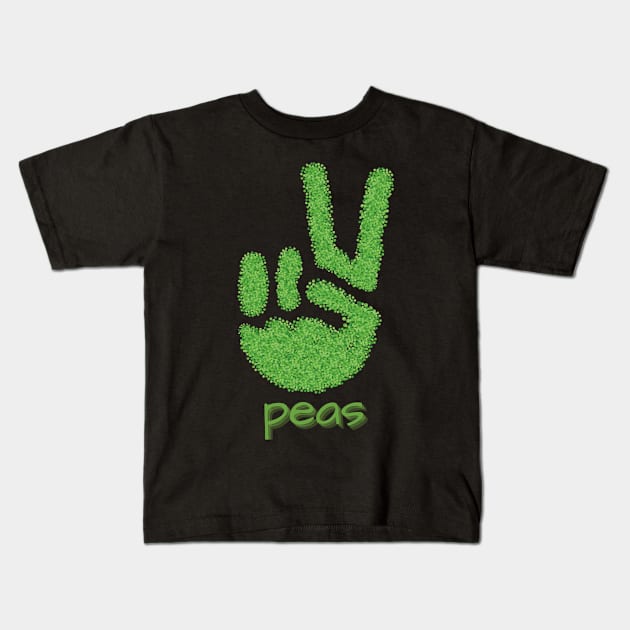 Peas (Peace Hand Sign - Outline) Kids T-Shirt by SevenBearsDesigns